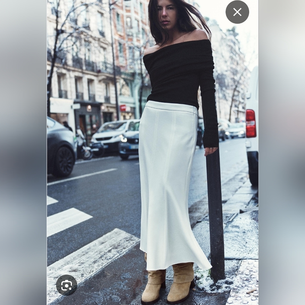 NWT Zara Ruffled Hem Midi Skirt